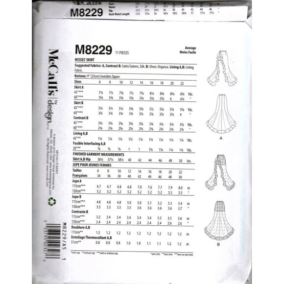 McCall's Costume M8230 Misses 6 to 14 Yaya Han Skirt Uncut Sewing Pattern New - Picture 2 of 2